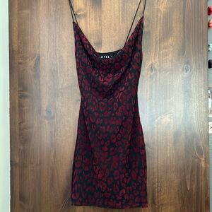 Motel deep red and black spaghetti strap mini dress
